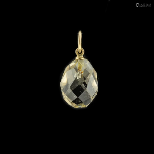 Russian gold mounted smoky quartz miniature pendant egg