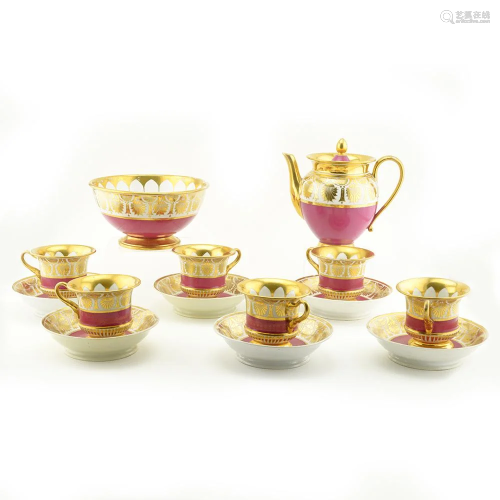 14 piece IPF Russian porcelain tea set