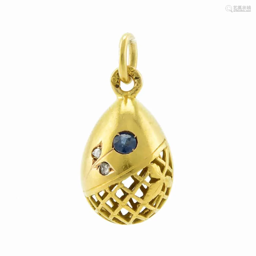 A Russian gem-set miniature pendant Easter egg