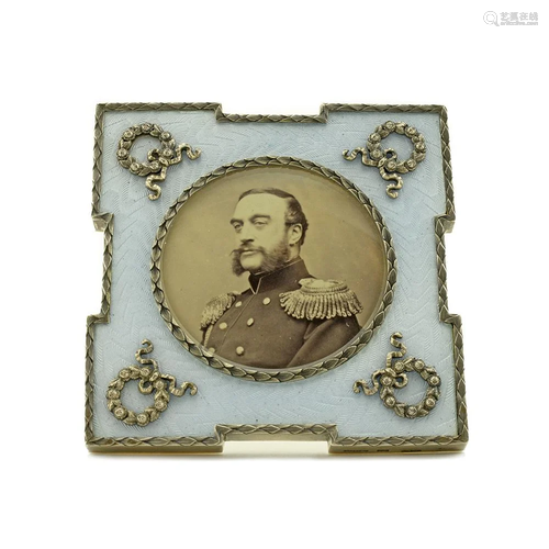 Faberge silver & enamel photograph frame