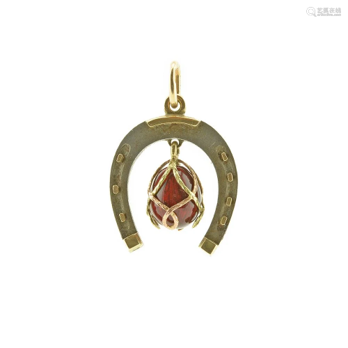 Russian gold and iron horseshoe enamel pendant egg