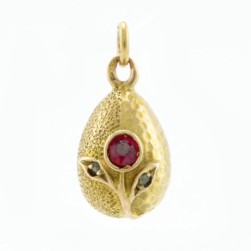 Russian gold diamond spinel pendant Easter egg