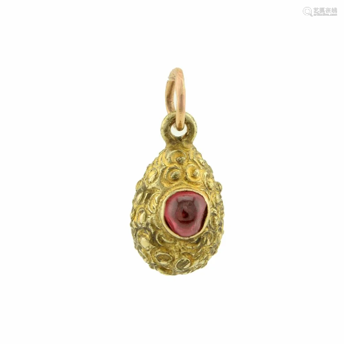 Russian gold & cabochon spinel pendant Easter egg