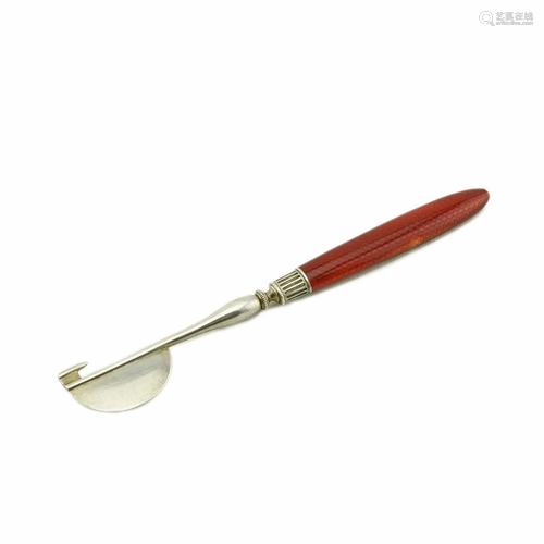 A Faberge silver and guilloche enamel orange peeler