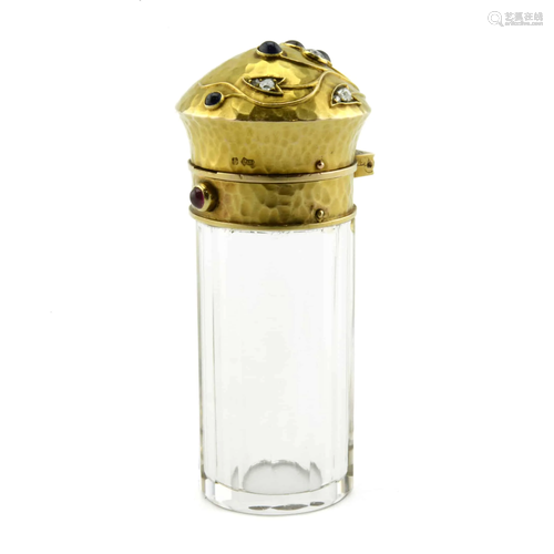 Jeweled Gold and Rock Crystal Scent Flask