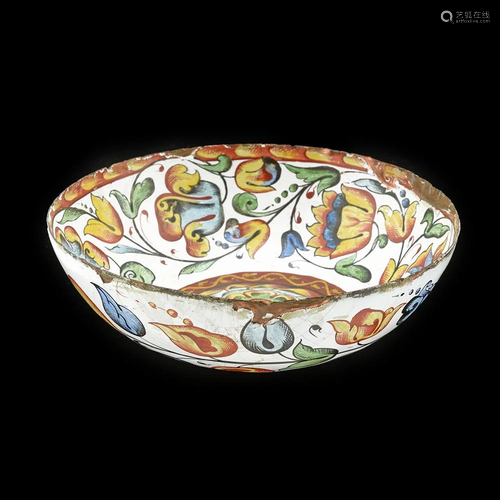 Enamelled copper bowl, Solvychegodsk, late 17th century