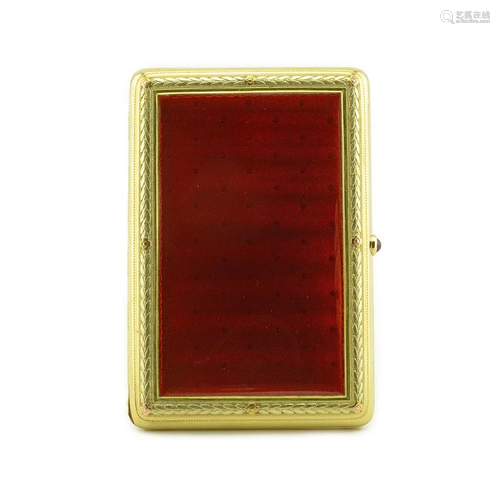 Faberge 18K gold and guilloche enamel cigarette case