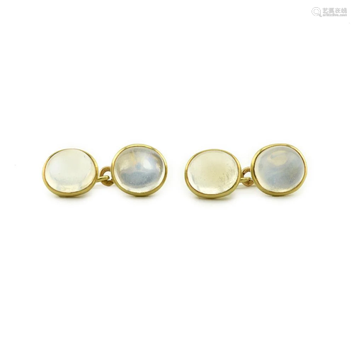 Pair of Imperial Russian moonstone cufflinks