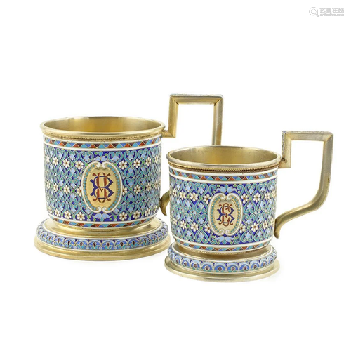 Set of Nemirov Kolodkin Enamel tea glass holders