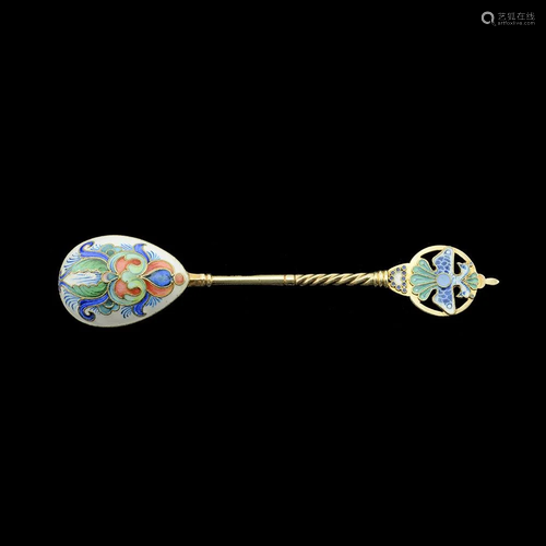 Feodor Ruckert silver enamel spoon