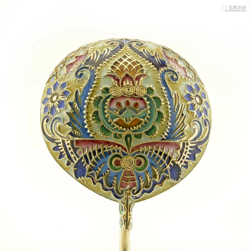 Russian silver and enamel spoon, Feodor Rückert