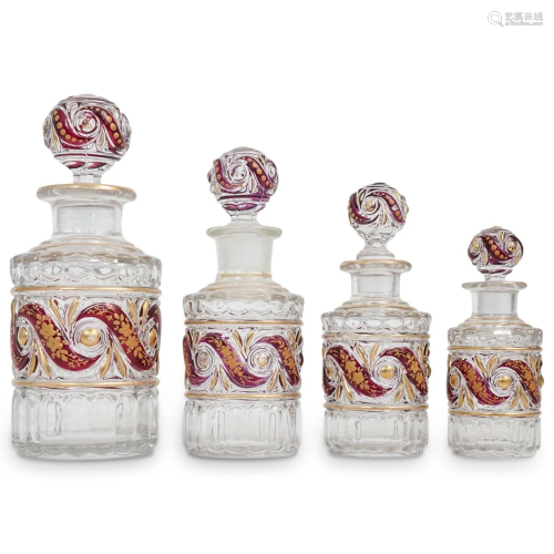 (4Pc) Ornate Glass Perfume Bottle Set