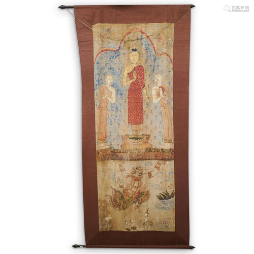 Chinese Buddha Wall Tapestry Scroll