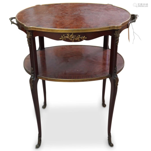 French Inlaid Wood and Tea Table