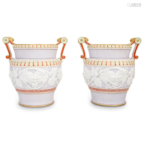 Italian Porcelain Painted Urns