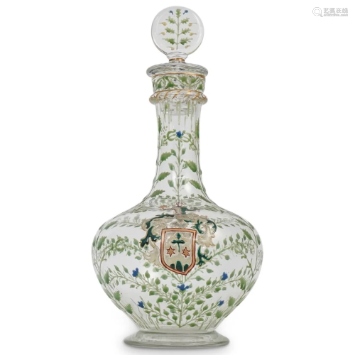 Possibly Galle Glass and Enamel Decanter