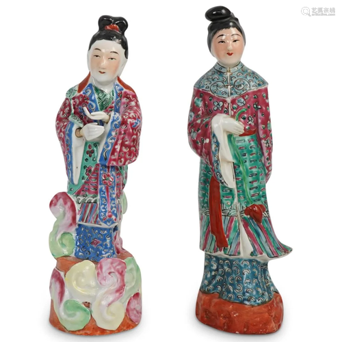 (2 Pc) Vintage Chinese Porcelain Figurines