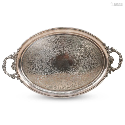 English Silverplate Large Serving Tray