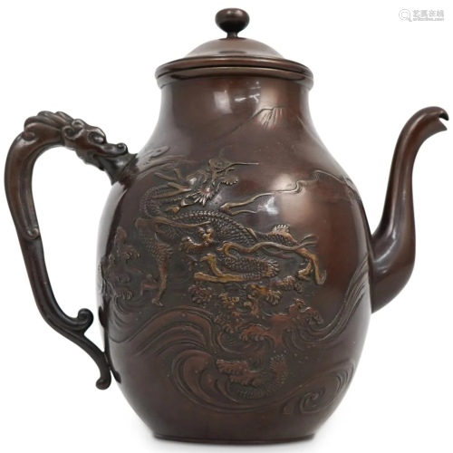 Antique Japanese Bronze Lidded Teapot