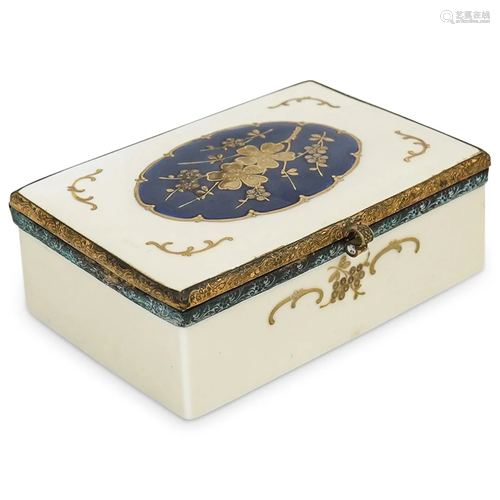 Antique Hand Painted Porcelain Jewelry Box