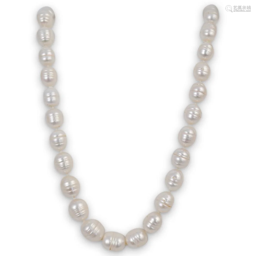 14k Gold Beaded Pearl Necklace