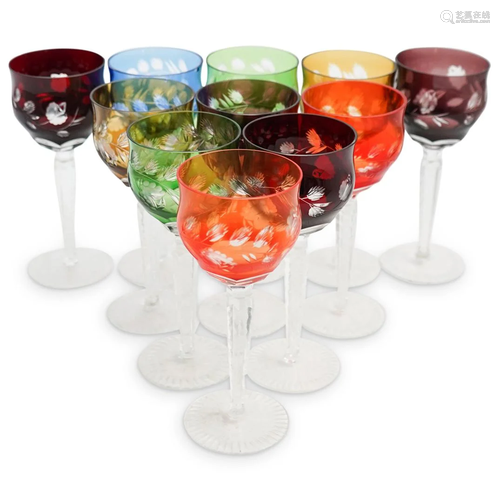 (11 Pc) Bohemian Crystal Cut Stemware