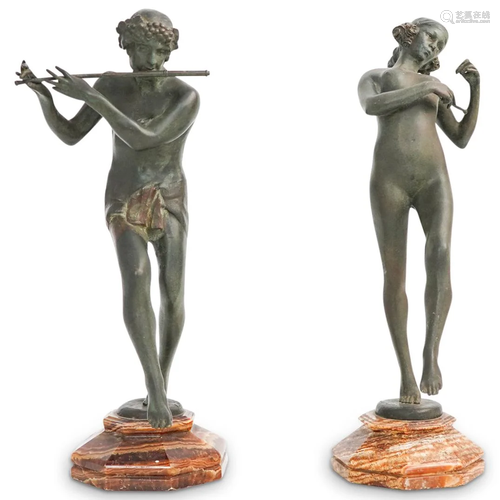 (2 Pc) Eugene E. Piron (1875-1928) Bronze Sculptures