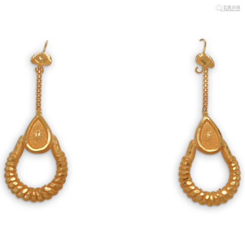 Pair of 21k Gold Multi Drop Earrings