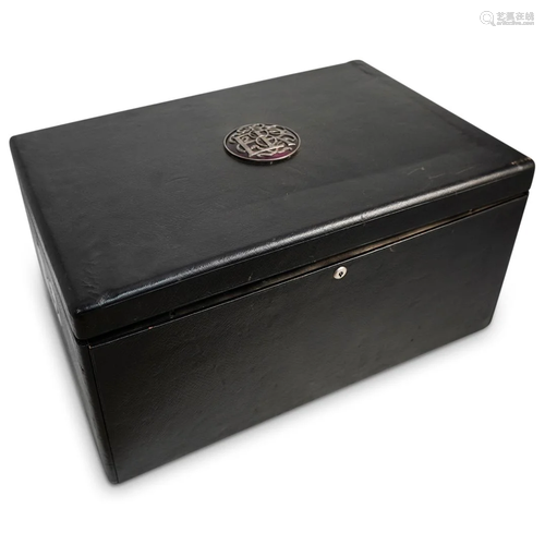 Gustave Keller Black Leather Traveling Jewelry Box