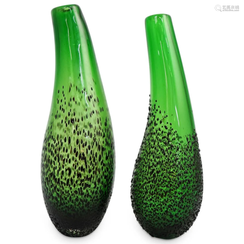 Pair Of Murano Glass Squash Vases