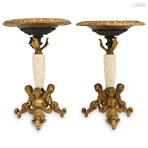 Pair of Dore Bronze Compotes