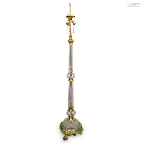 French Bronze and Crystal Floor Lamp