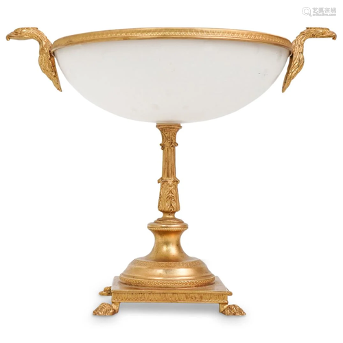 Vintage Gilt Metal and Glass Figural Compote