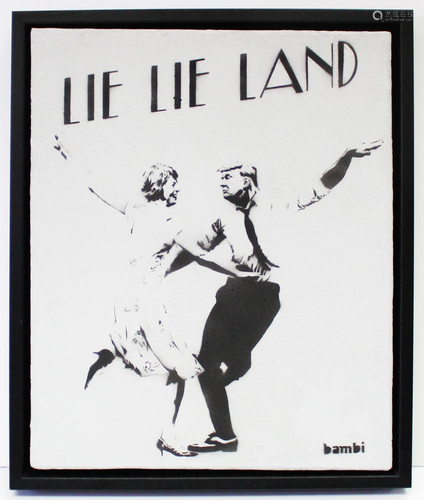 BAMBI Street Artist - Lie Lie Land (Grey)