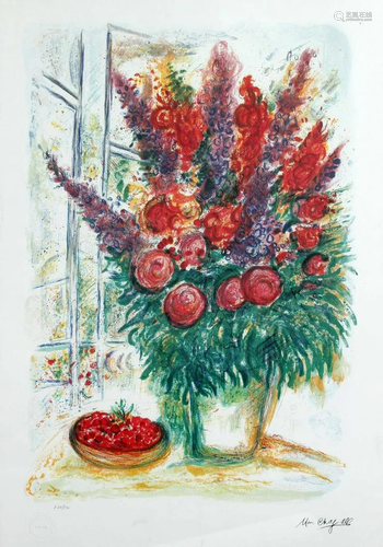 Marc Chagall - Bouquet with Bowl of Cherries