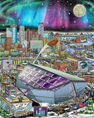 Charles Fazzino - Super Bowl LII: Minneapolis