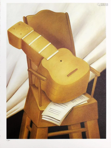 Fernando Botero (after) - Guitar and Chair