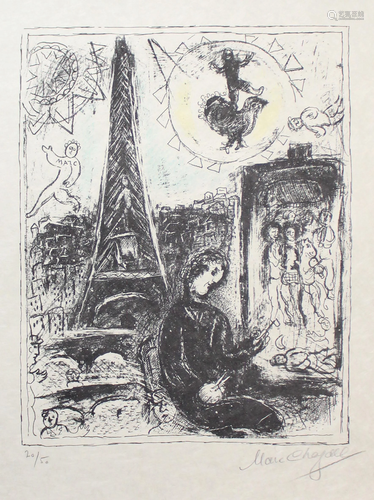 Marc Chagall - The Painter at the Eiffel Tower