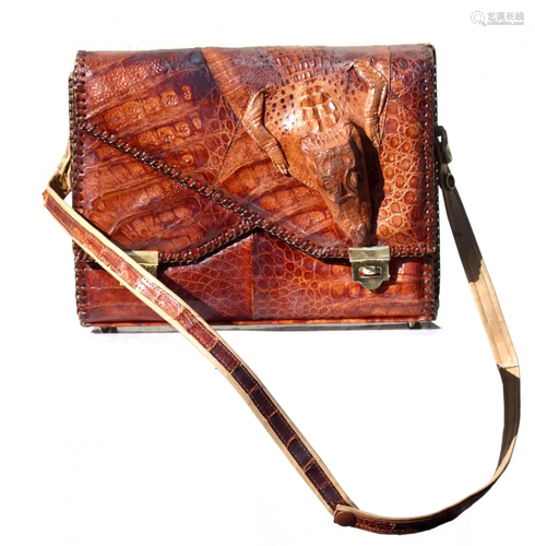 An American Alligator Drawstring Purse