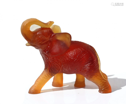 Daum Amber Elephant Crystal Figurine