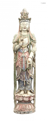 A Chinese Polychrome-Decorated Figure of a Bodhisattva