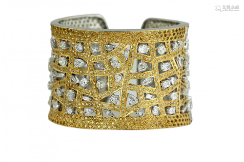 Yellow Sapphires and Diamond Cuff Bracelet