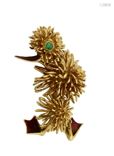 18kt Yellow Gold Brooch, Kutchinsky, 1960s