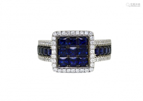 Fourteen Karat White Gold and Sapphire Ring