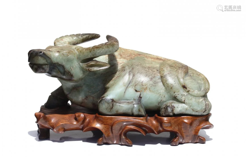 A Jade Type Figure of A Recumbent Water Buffalo