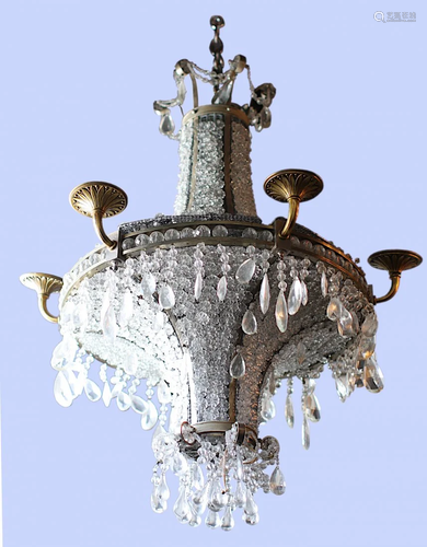 A North European cut-glass six-light Chandelier