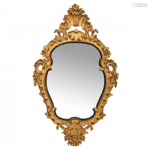 A Louis XV style carved giltwood mirror, circa 1880 A Louis ...