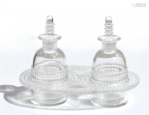 Rene LALIQUE (1860-1945) Glass Oil and Vinegar set