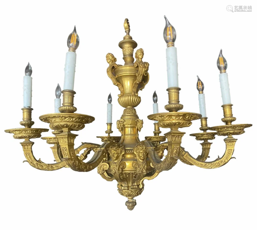 Louis XVI Style Ormolu 8-Light Gilt Bronze Chandelier