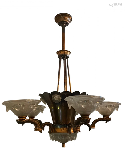 Mid-Century Modern Six-Light Chandelier 1950 - 1959